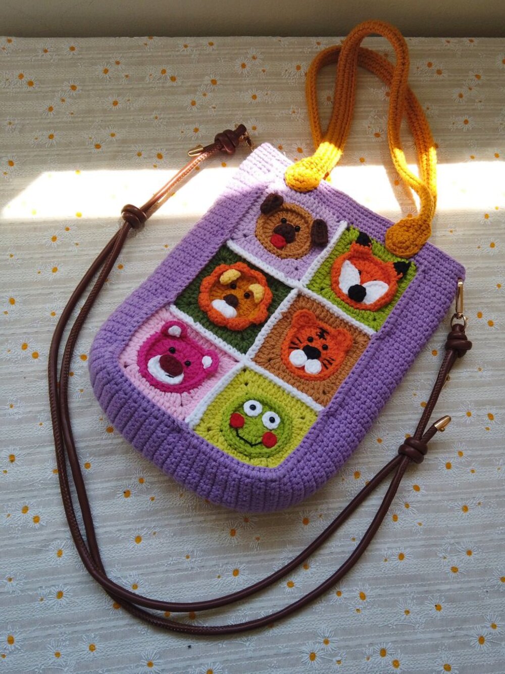 Handmade Animal Friends Granny Square Bag